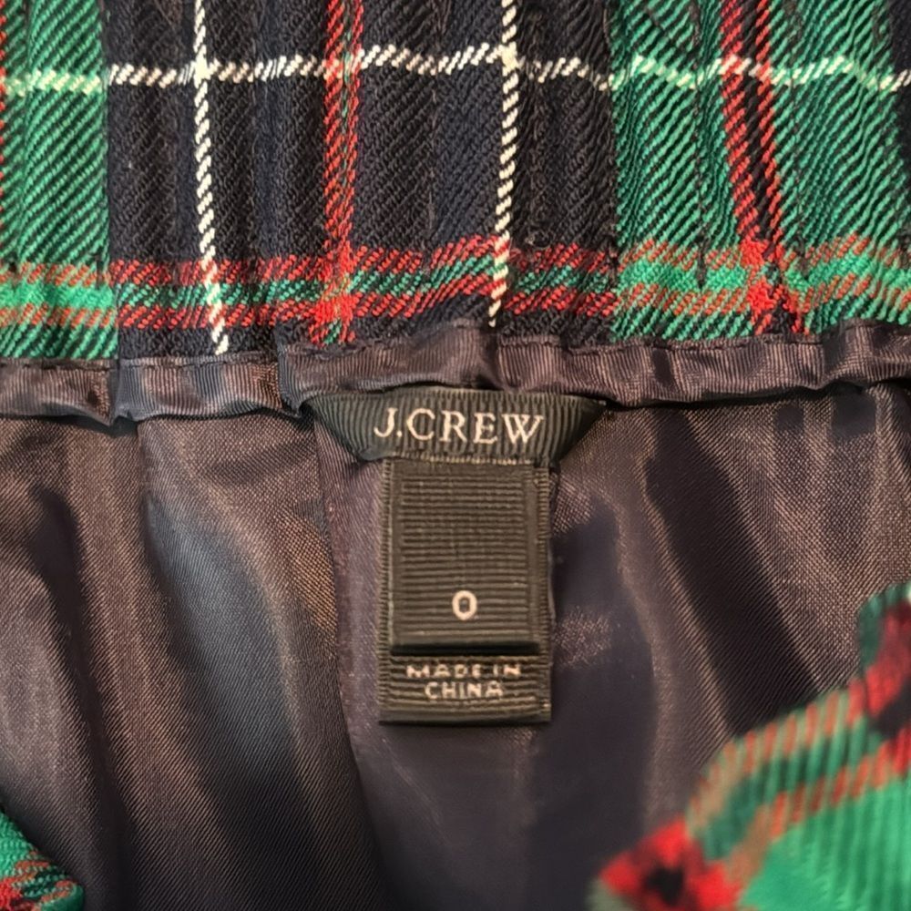J.Crew Plaid Wool Mini Skirt Green Navy Tartan Preppy Classic 0 Academia Holiday - Picture 10 of 13